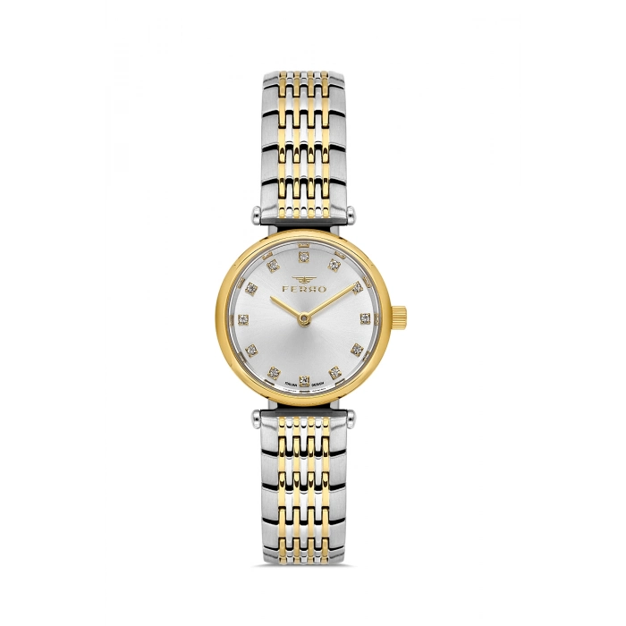 Ferro Sarı ve Gümüş Çelik Kordon Kadın Kol Saati FL43020A-D 3ATM Su Geçirmez 2 Yıl Garantili
