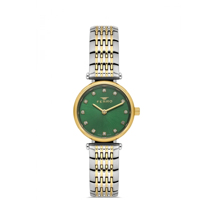 Ferro Sarı ve Gümüş Çelik Kordon Kadın Kol Saati FL43020A-D6 3ATM Su Geçirmez 2 Yıl Garantili