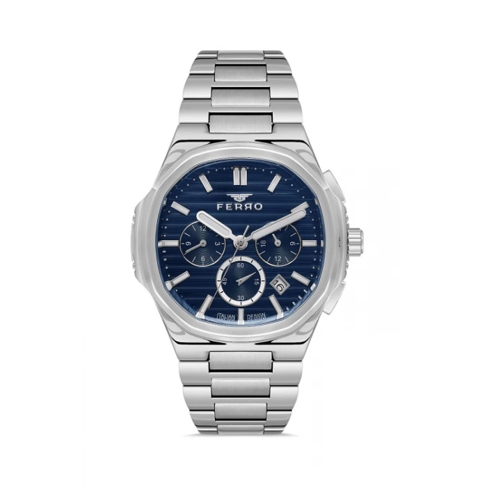 Ferro Gümüş Çelik Kordon Erkek Kol Saati FM11499A-A3 Fonksiyonları Aktif 3ATM Su Geçirmez