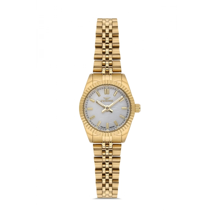 Ferro Sarı Çelik Kordon Kadın Kol Saati FL21595AWT-B 3ATM Su Geçirmez 2 Yıl Garantili HediyePaket