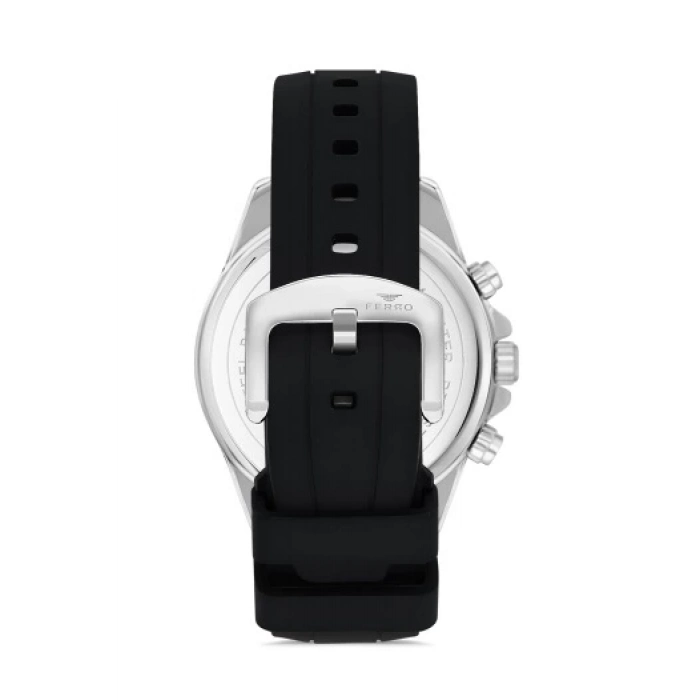 Ferro Siyah Silikon Kordon Erkek Kol Saati FM11379DWT-J Fonksiyonları Aktif 3ATM Su Geçirmez