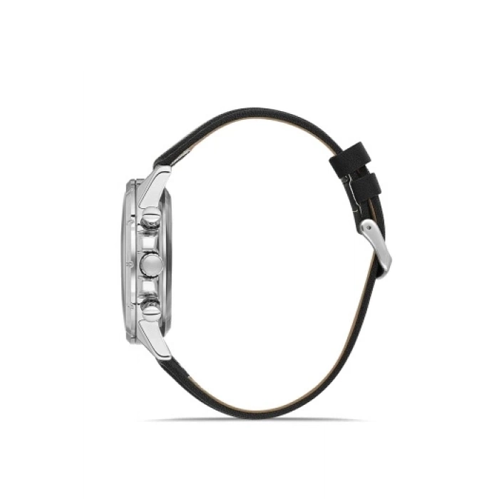 Ferro Siyah Deri Kordon Erkek Kol Saati FM11461B-J2 Fonksiyonları Aktif 3ATM Su Geçirmez HediyePaket