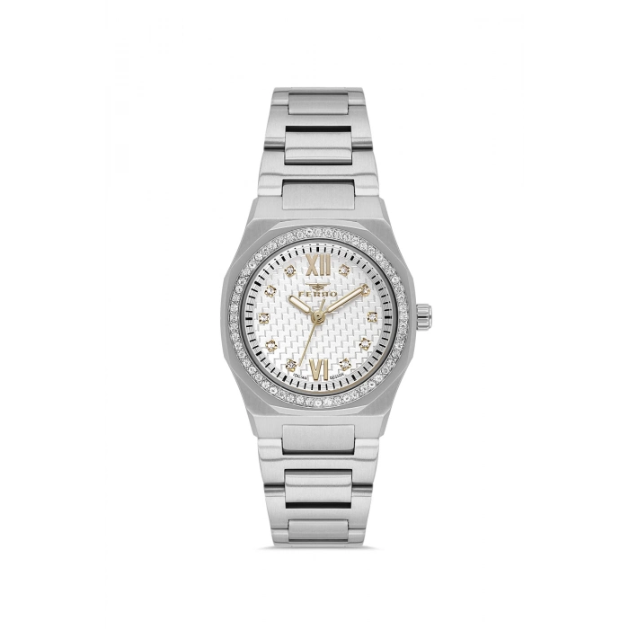 Ferro Gümüş Çelik Kordon Kadın Kol Saati FL21616AWT-A 3ATM Su Geçirmez 2 Yıl Garantili HediyePaketli