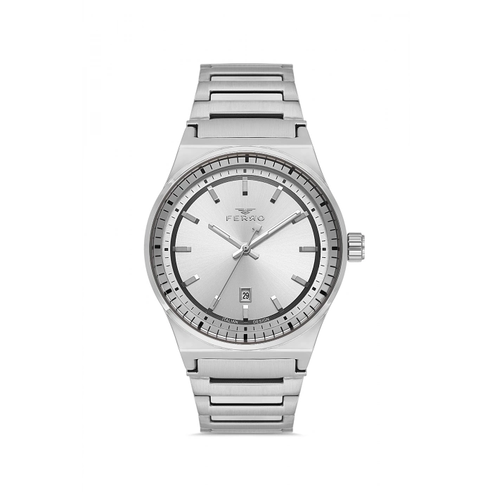 Ferro Gümüş Çelik Kordon Erkek Kol Saati F11592AWT-A 3ATM Su Geçirmez 2 Yıl Garantili HediyePaketli