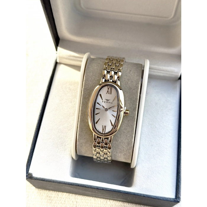 Ferro Sarı Çelik Kordon Kadın Kol Saati FM88732A-B4 2 Yıl Garantili 3 ATM Su Geçirmez Hediye Paketli