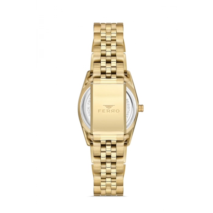 Ferro Sarı Çelik Kordon Kadın Kol Saati FL21519AWT-B2 3ATM Su Geçirmez 2 Yıl Garantili HediyePaketli