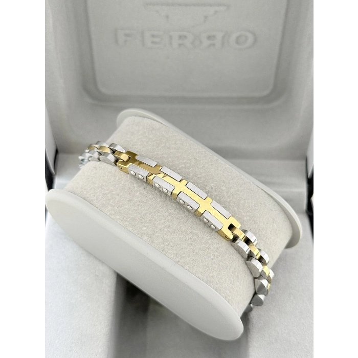 Gümüş ve Sarı Çelik Erkek Bileklik FRJ10123A-D 2 Yıl Garantili Hediye Paketli