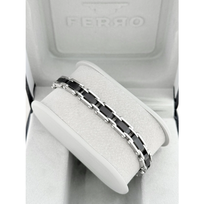 Gümüş ve Siyah Çelik Erkek Bileklik FRJ10141A-J 2 Yıl Garantili Hediye Paketli