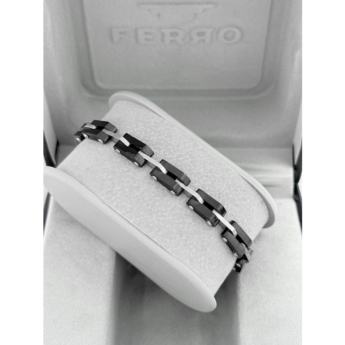 Gümüş ve Siyah Çelik Erkek Bileklik FRJ10140A-J 2 Yıl Garantili Hediye Paketli