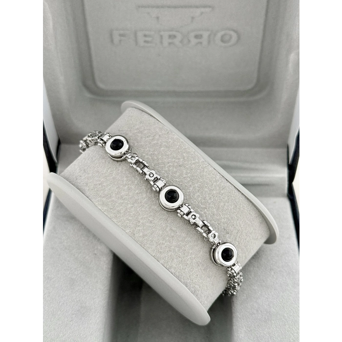 Gümüş ve Siyah Çelik Erkek Bileklik FRJ10137A-J 2 Yıl Garantili Hediye Paketli