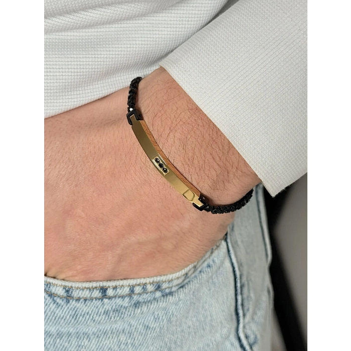 Ferro Sarı ve Siyah Çelik Erkek Takı FRJ10078-R