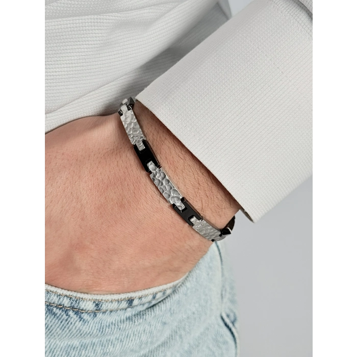 Ferro Gümüş ve Siyah Çelik Erkek Takı FRJ10036-J