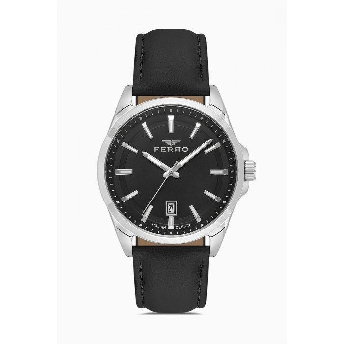 Ferro Siyah Deri Kordon Erkek Kol Saati F11779B-J2 3 ATM Su Geçirmez 2 Yıl Garantili Hediye Paketli