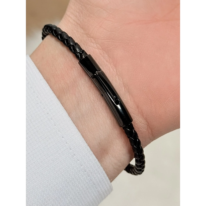 Siyah Çelik ve Deri Erkek Bileklik FRJ10103B-G 2 Yıl Garantili Hediye Paketli