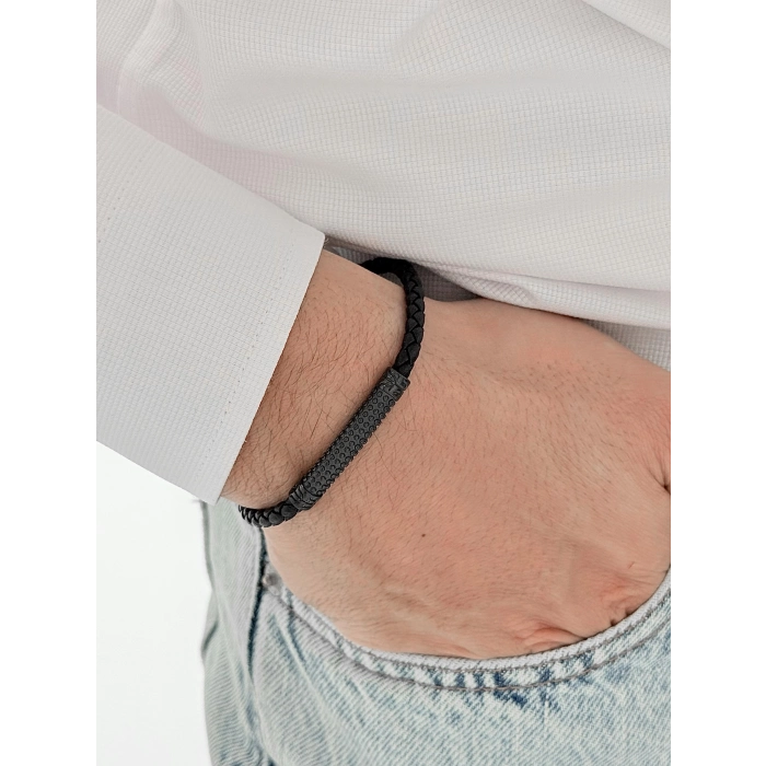 Siyah Çelik ve Deri Erkek Bileklik FRJ10103B-G 2 Yıl Garantili Hediye Paketli