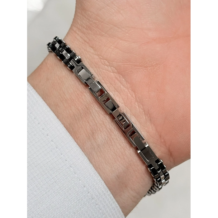 Gümüş ve Siyah Çelik Erkek Bileklik FRJ10107A-J 2 Yıl Garantili Hediye Paketli