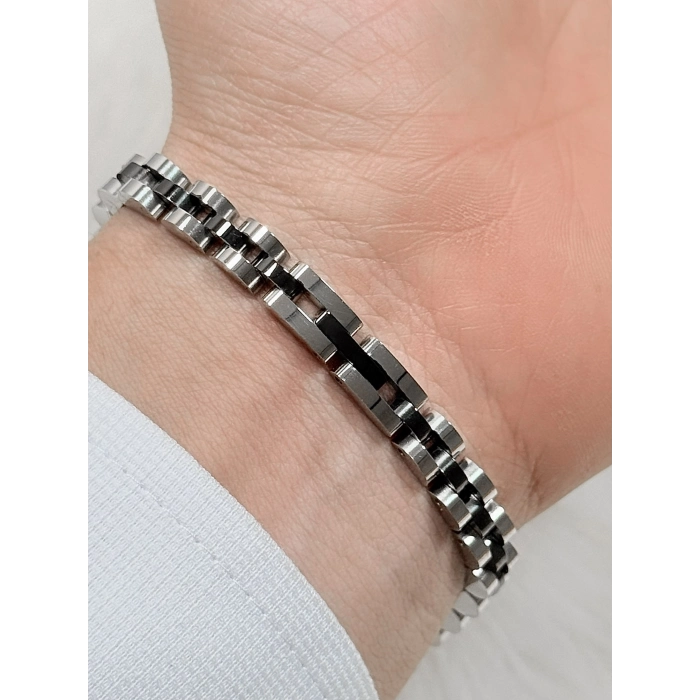 Siyah ve Gümüş Çelik Erkek Bileklik FRJ10158A-J 2 Yıl Garantili Hediye Paketli