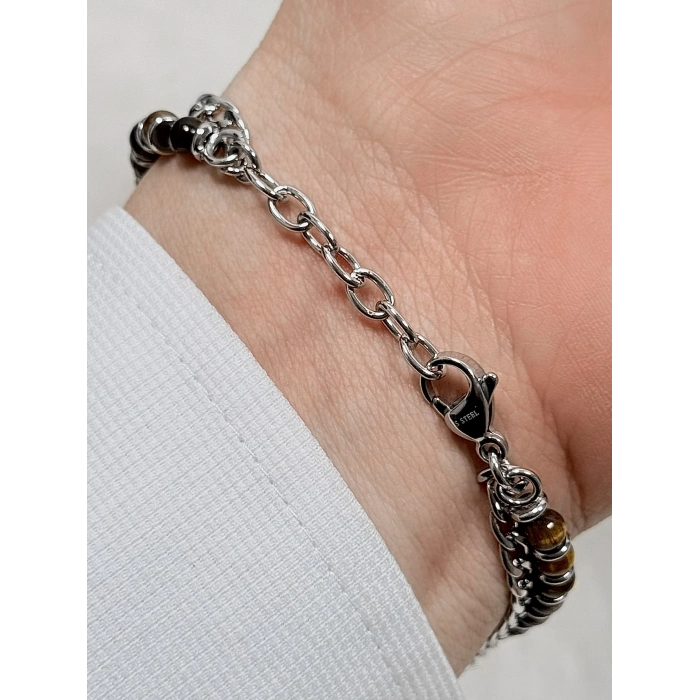 Rose ve Gümüş Çelik Erkek Bileklik FRJ10168A-E 2 Yıl Garantili Hediye Paketli