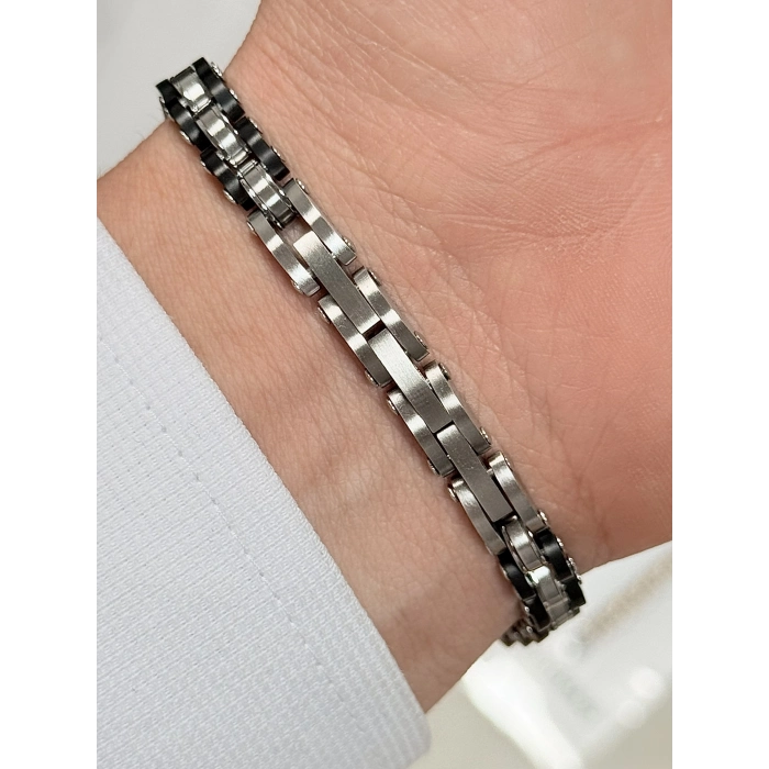 Siyah ve Gümüş Çelik Erkek Bileklik FRJ10175A-J 2 Yıl Garantili Hediye Paketli