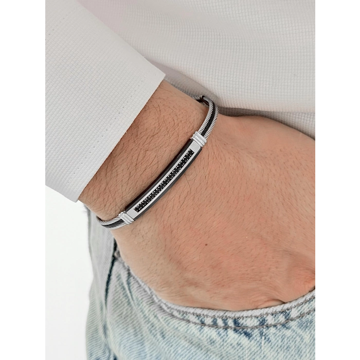 Siyah ve Gümüş Çelik Erkek Bileklik FRJ10178A-J 2 Yıl Garantili Hediye Paketli