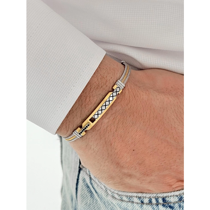 Sarı Çelik Erkek Bileklik FRJ10180A-B 2 Yıl Garantili Hediye Paketli