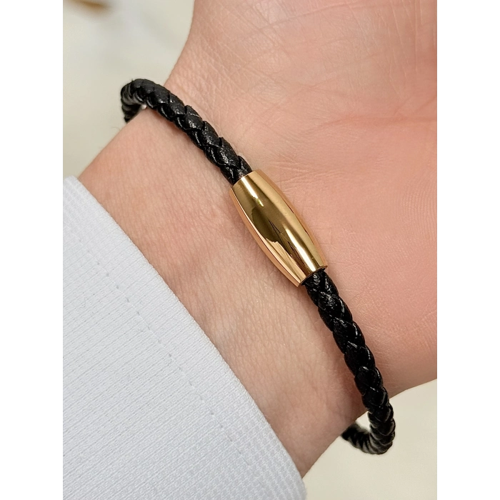 Sarı Çelik Deri Erkek Bileklik FRJ10190A-B 2 Yıl Garantili Hediye Paketli