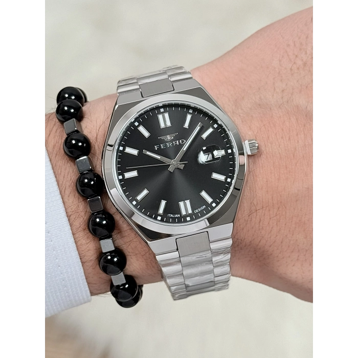 Ferro Gümüş Çelik Kordon Erkek Kol Saati F11386A-A2 3 ATM Su Geçirmez 2 Yıl Garantili Hediye Paketli