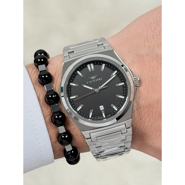 Ferro Gümüş Çelik Kordon Erkek Kol Saati F11503A-A2 3ATM Su Geçirmez 2 Yıl Garantili HediyePaketli
