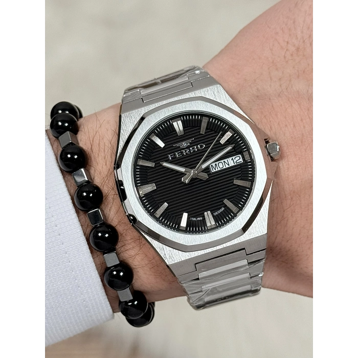 Ferro Gümüş Çelik Kordon Erkek Kol Saati FM40136A-A2 Tüm Fonksiyonlar Aktif 3 ATM Su Geçirmez