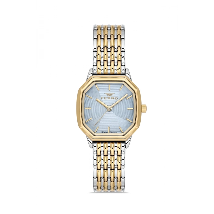 Ferro Sarı ve Gümüş Çelik Kordon Kadın Kol Saati FL21766A-D3 3ATM Su Geçirmez 2 Yıl Garantili