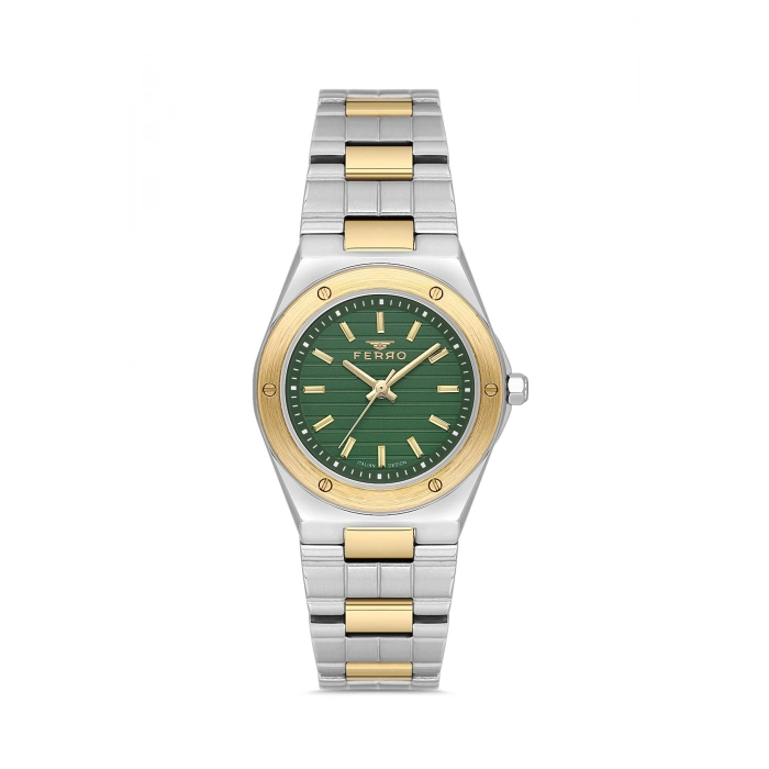 Ferro Sarı ve Gümüş Çelik Kordon Kadın Kol Saati FL21643A-D6 3ATM Su Geçirmez 2 Yıl Garantili