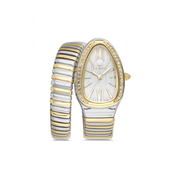Ferro Sarı ve Gümüş Çelik Kordon Kadın Kol Saati FL40154A-D 3ATM Su Geçirmez 2 Yıl Garantili