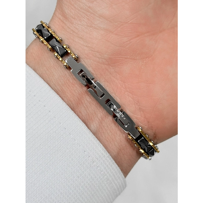 Sarı ve Siyah Çelik Erkek Bileklik FRJ10147A-B2 2 Yıl Garantili Hediye Paketli