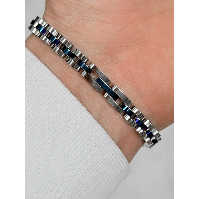 Lacivert ve Gümüş Çelik Erkek Bileklik FRJ10160A-L 2 Yıl Garantili Hediye Paketli