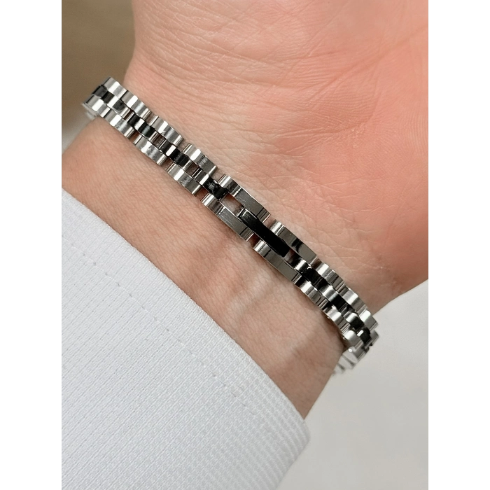 Siyah ve Gümüş Çelik Erkek Bileklik FRJ10162A-J 2 Yıl Garantili Hediye Paketli