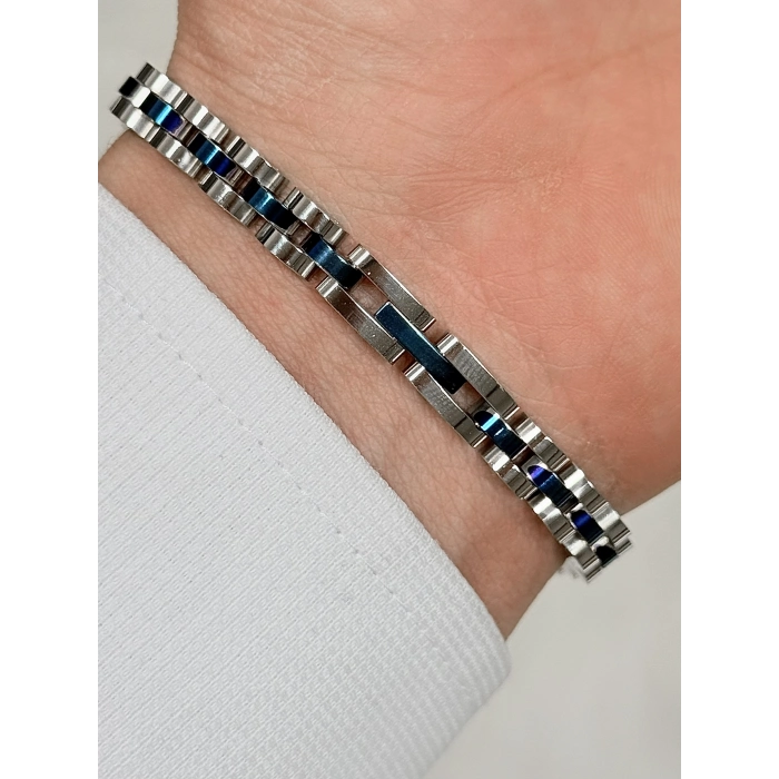 Lacivert ve Gümüş Çelik Erkek Bileklik FRJ10162A-L 2 Yıl Garantili Hediye Paketli