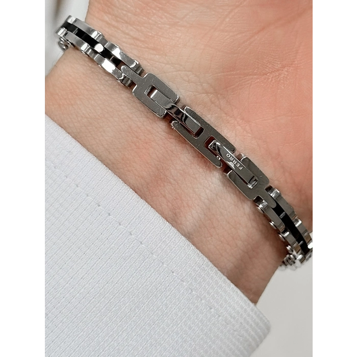 Gümüş ve Siyah Çelik Erkek Bileklik FRJ10163A-J 2 Yıl Garantili Hediye Paketli