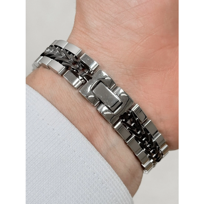 Siyah ve Gümüş Çelik Erkek Bileklik FRJ10171A-J 2 Yıl Garantili Hediye Paketli