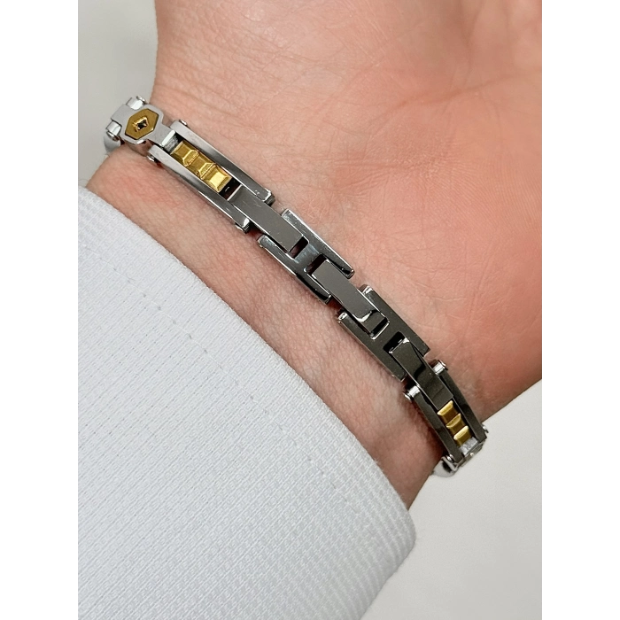 Sarı ve Gümüş Çelik Erkek Bileklik FRJ10172A-D 2 Yıl Garantili Hediye Paketli