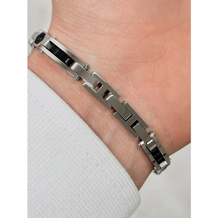 Siyah ve Gümüş Çelik Erkek Bileklik FRJ10172A-J 2 Yıl Garantili Hediye Paketli