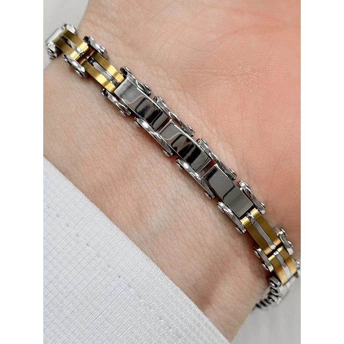 Sarı ve Gümüş Çelik Erkek Bileklik FRJ10173A-D 2 Yıl Garantili Hediye Paketli