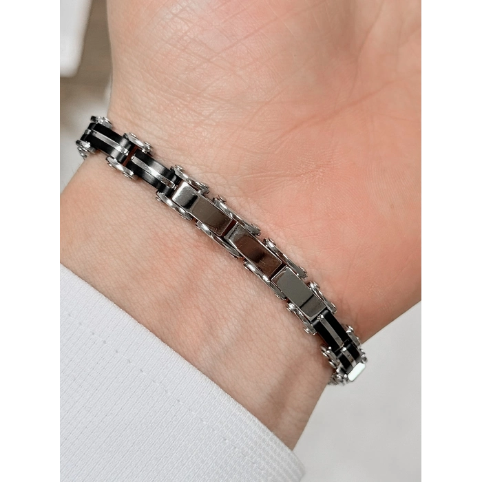 Siyah ve Gümüş Çelik Erkek Bileklik FRJ10173A-J 2 Yıl Garantili Hediye Paketli