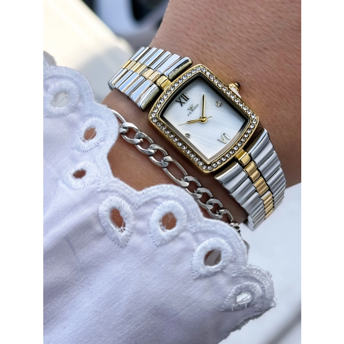 Ferro Sarı ve Gümüş Çelik Kordon Kadın Kol Saati FL88744A-D 3 ATM Su Geçirmez 2 Yıl Garantili Hediye Paketli