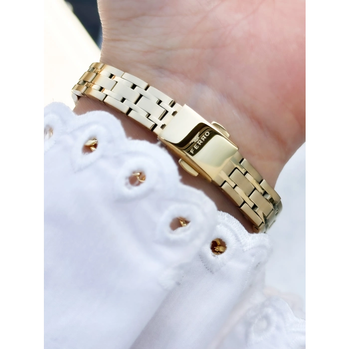 Ferro Sarı Çelik Kordon Kadın Kol Saati FL21645A-B 3 ATM Su Geçirmez 2 Yıl Garantili Hediye Paketli