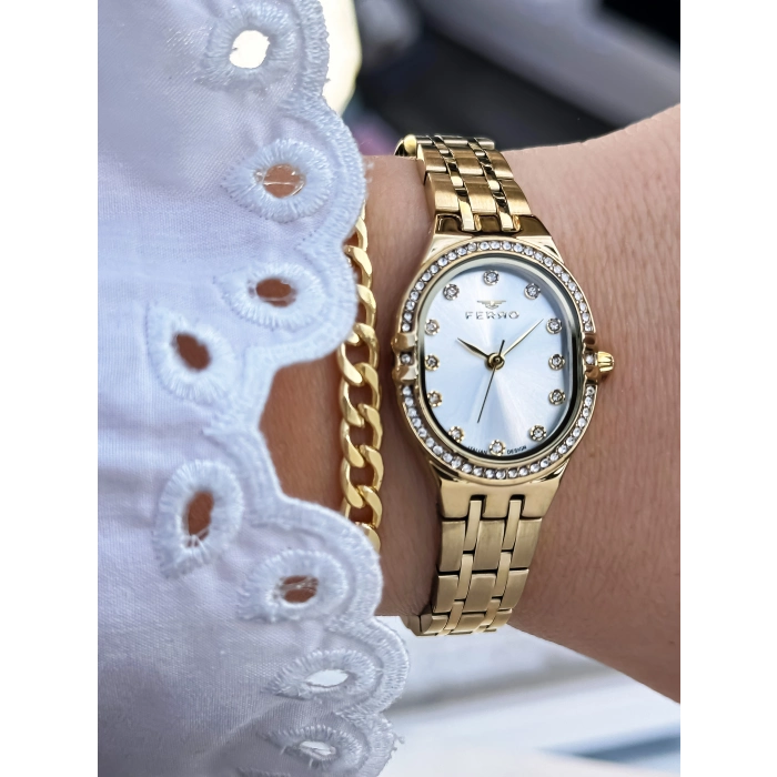 Ferro Sarı Çelik Kordon Kadın Kol Saati FL21645A-B 3 ATM Su Geçirmez 2 Yıl Garantili Hediye Paketli