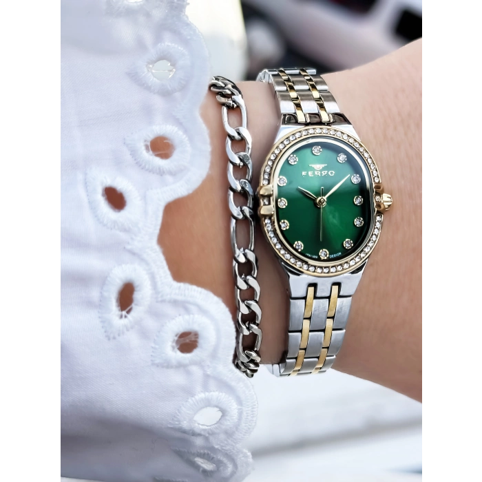Ferro Sarı ve Gümüş Çelik Kordon Kadın Kol Saati FL21645A-D6 3ATM Su Geçirmez 2 Yıl Garantili