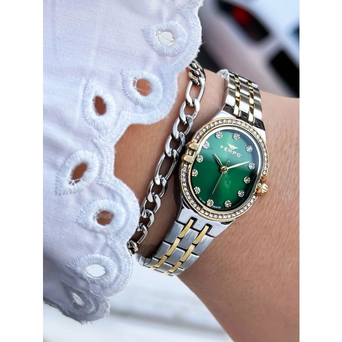 Ferro Sarı ve Gümüş Çelik Kordon Kadın Kol Saati FL21645A-D6 3ATM Su Geçirmez 2 Yıl Garantili