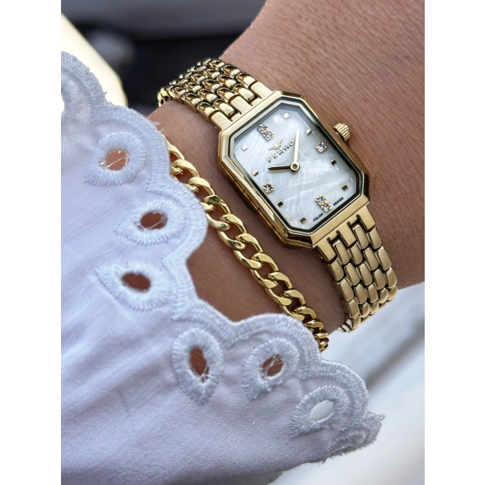 Ferro Sarı Çelik Kordon Kadın Kol Saati FL21752A-B4 3ATM Su Geçirmez 2 Yıl Garantili HediyePaketli