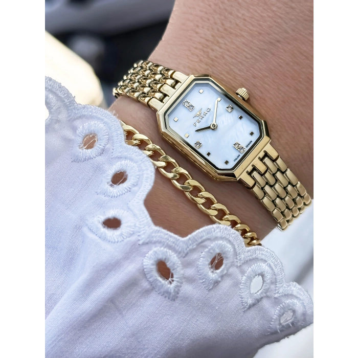 Ferro Sarı Çelik Kordon Kadın Kol Saati FL21752A-B 3ATM Su Geçirmez 2 Yıl Garantili HediyePaketli