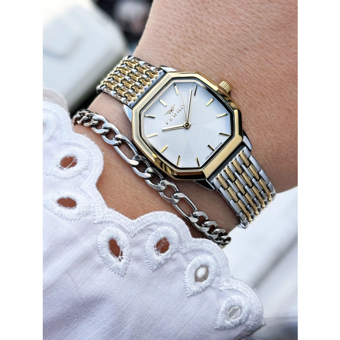 Ferro Sarı ve Gümüş Çelik Kordon Kadın Kol Saati FL21766A-D 3ATM Su Geçirmez 2 Yıl Garantili